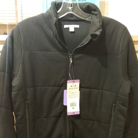 Three Dots Women Quilted Jacket --Black - Picture 5 of 8